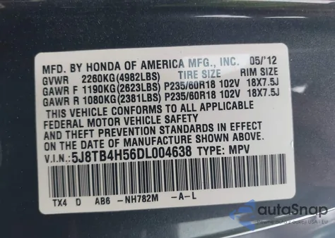 2013 Acura Rdx from USA, damaged, VIN 5J8TB4H56DL004638
